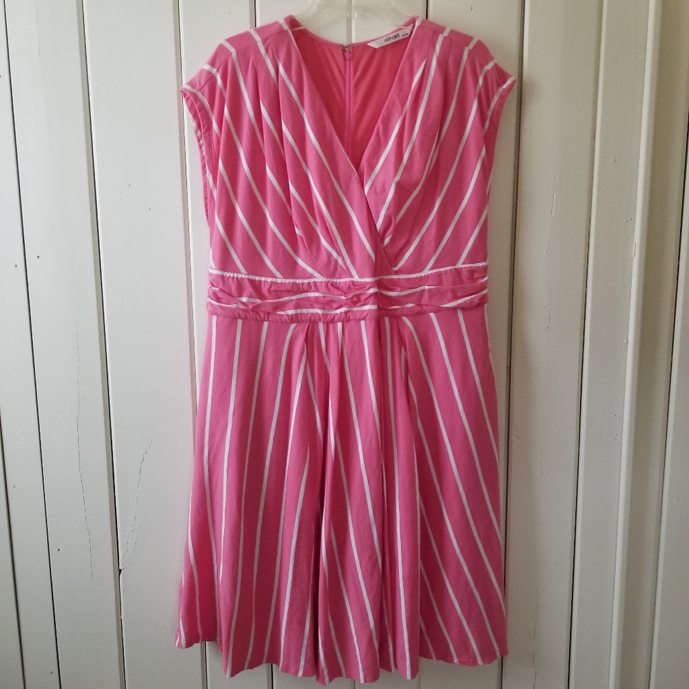 Eshakti 1X Pink Lined Dress Faux Wrap Plus 18 W 20 - Picture 2 of 12